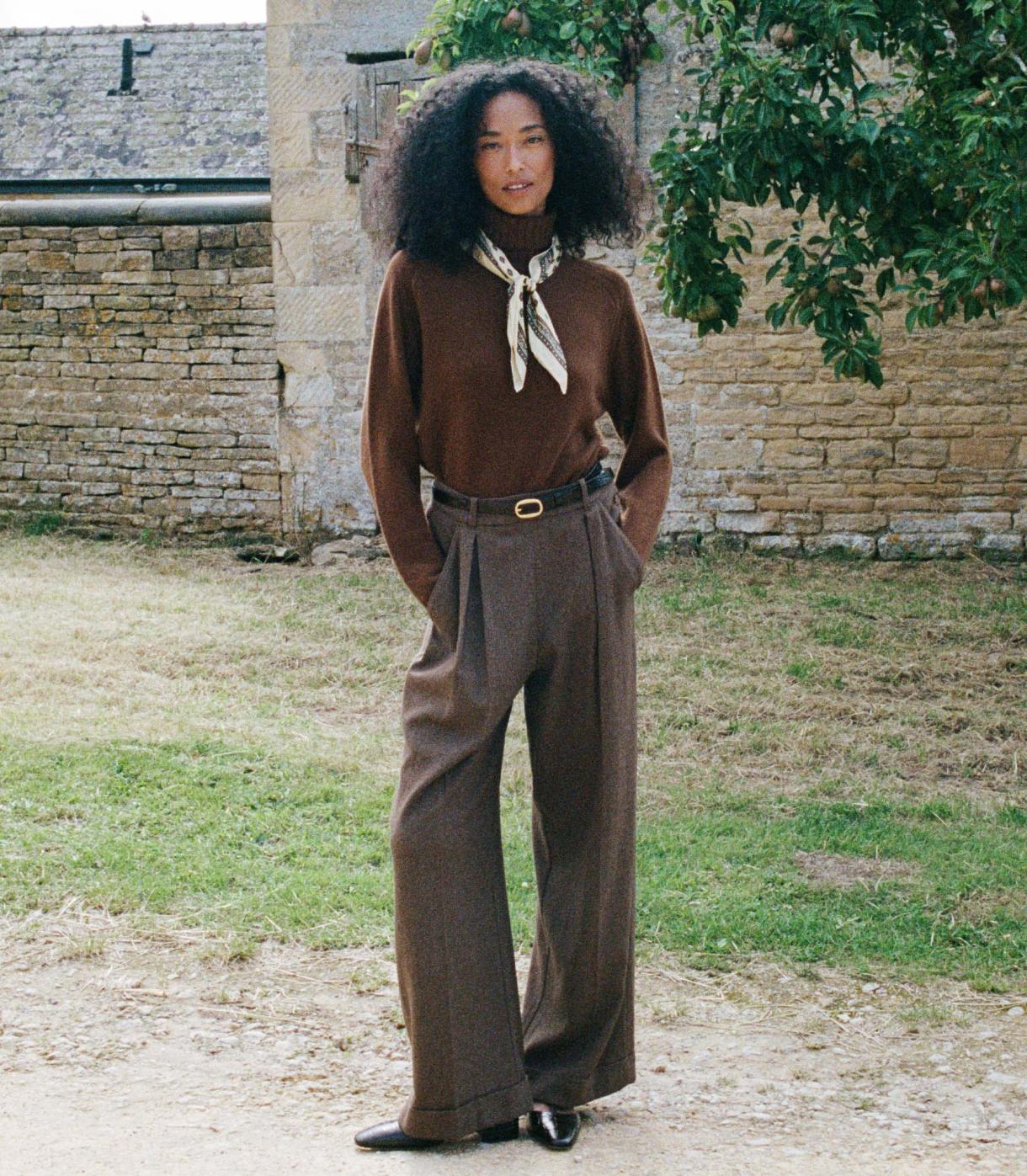 DÔEN Pants &amp; Shorts | Lawrence Pant Brown Herringbone - Women