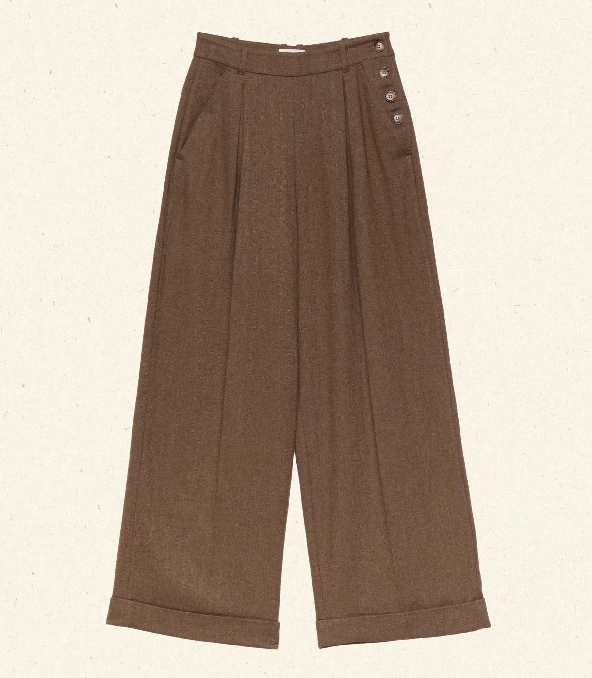 DÔEN Pants &amp; Shorts | Lawrence Pant Brown Herringbone - Women