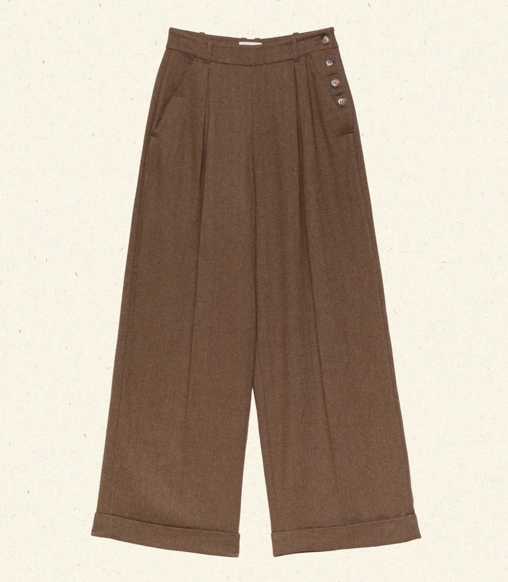 DÔEN Pants &amp; Shorts | Lawrence Pant Brown Herringbone - Women