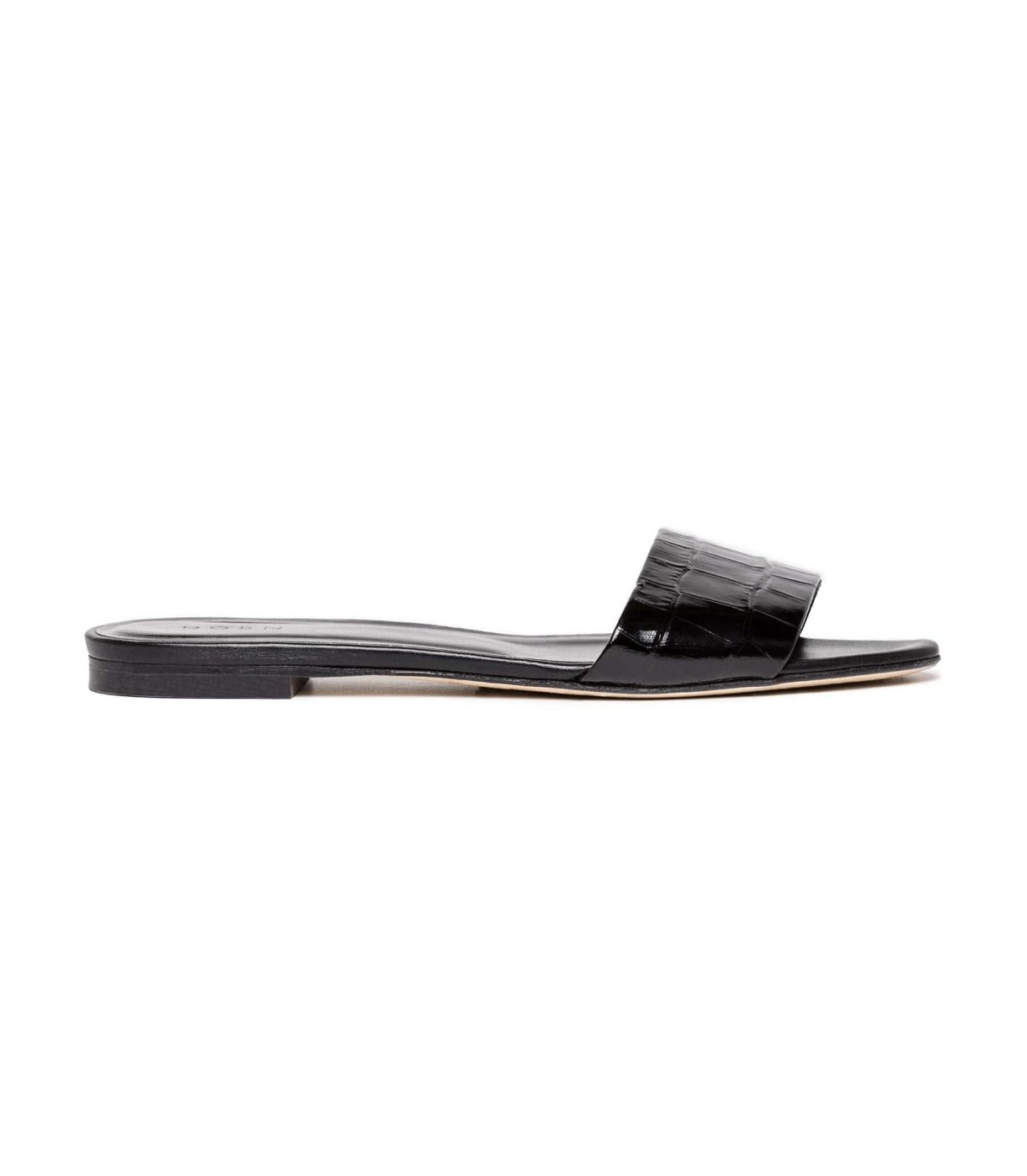 DÔEN Shoes | Angelica Sandal Black Faux Croc - Women