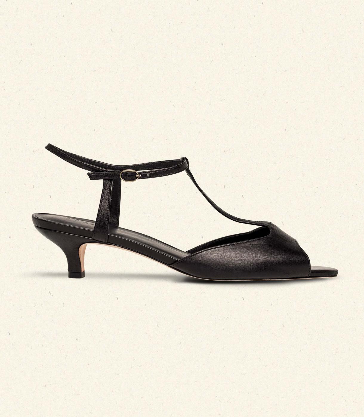 DÔEN Shoes | Maisie T-Strap Black Box Calf - Women