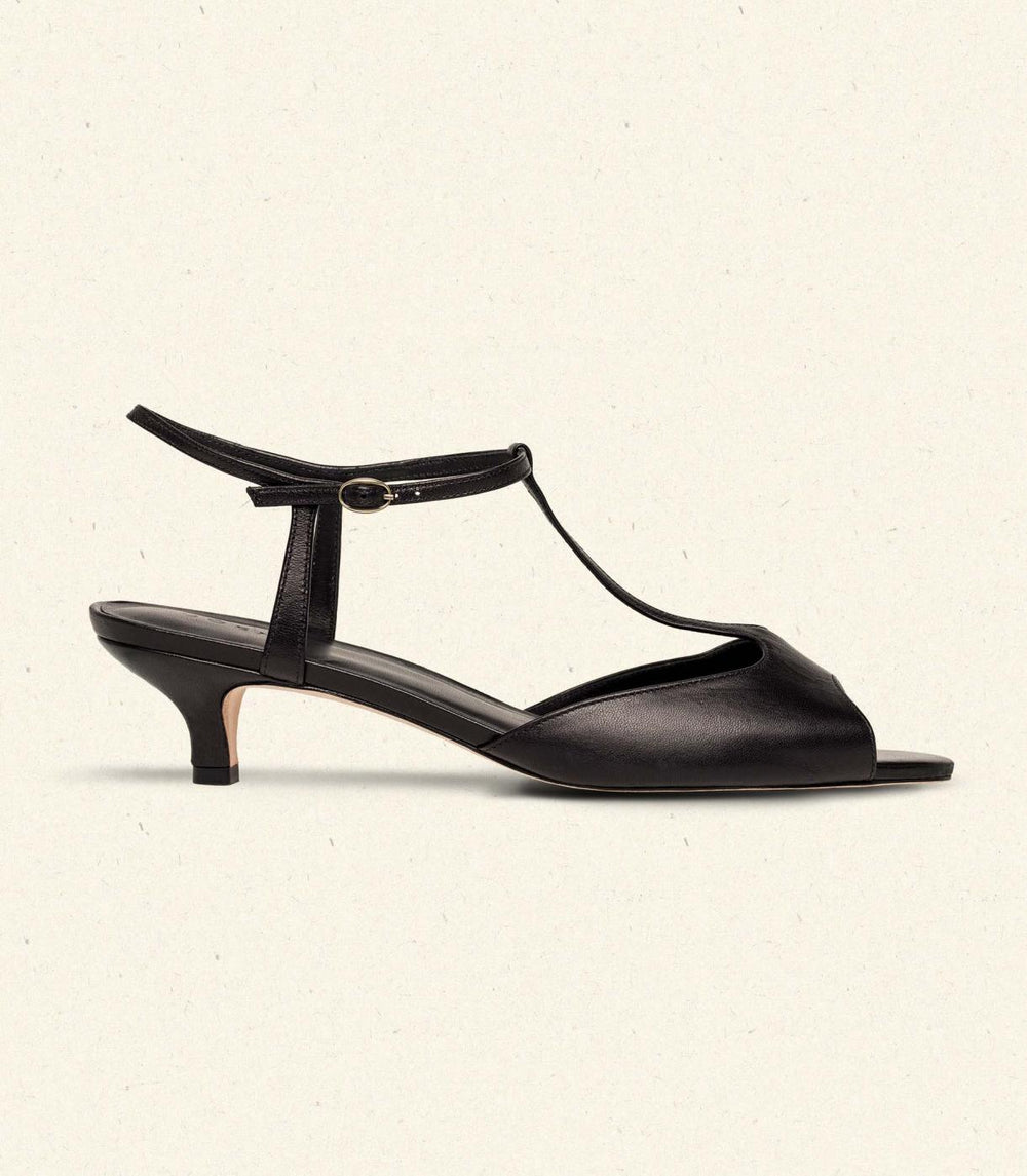 DÔEN Shoes | Maisie T-Strap Black Box Calf - Women