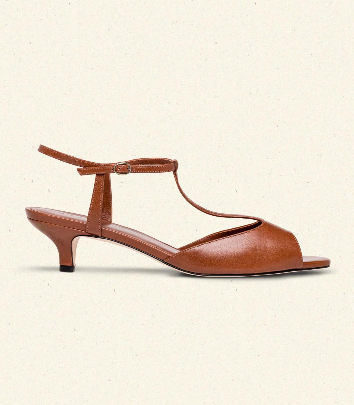 DÔEN Shoes | Maisie T-Strap Toffee Box Calf - Women