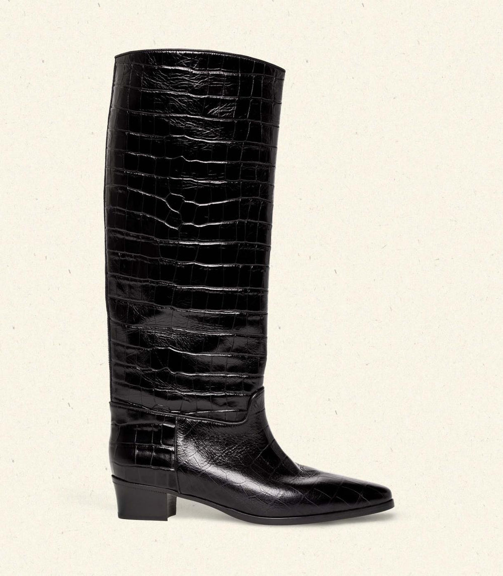 DÔEN Shoes | Riviera Boot Black Faux Croc - Women