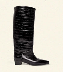 DÔEN Shoes | Riviera Boot Black Faux Croc - Women