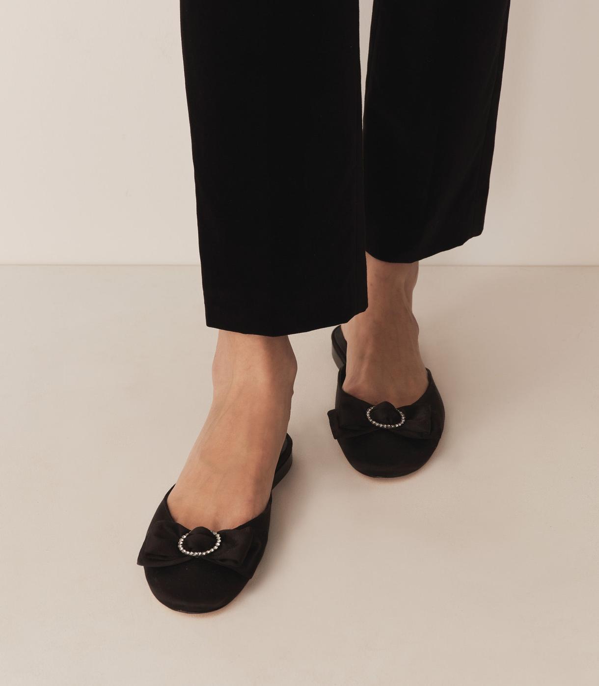 DÔEN Shoes | Tilly Mule Black Satin - Women
