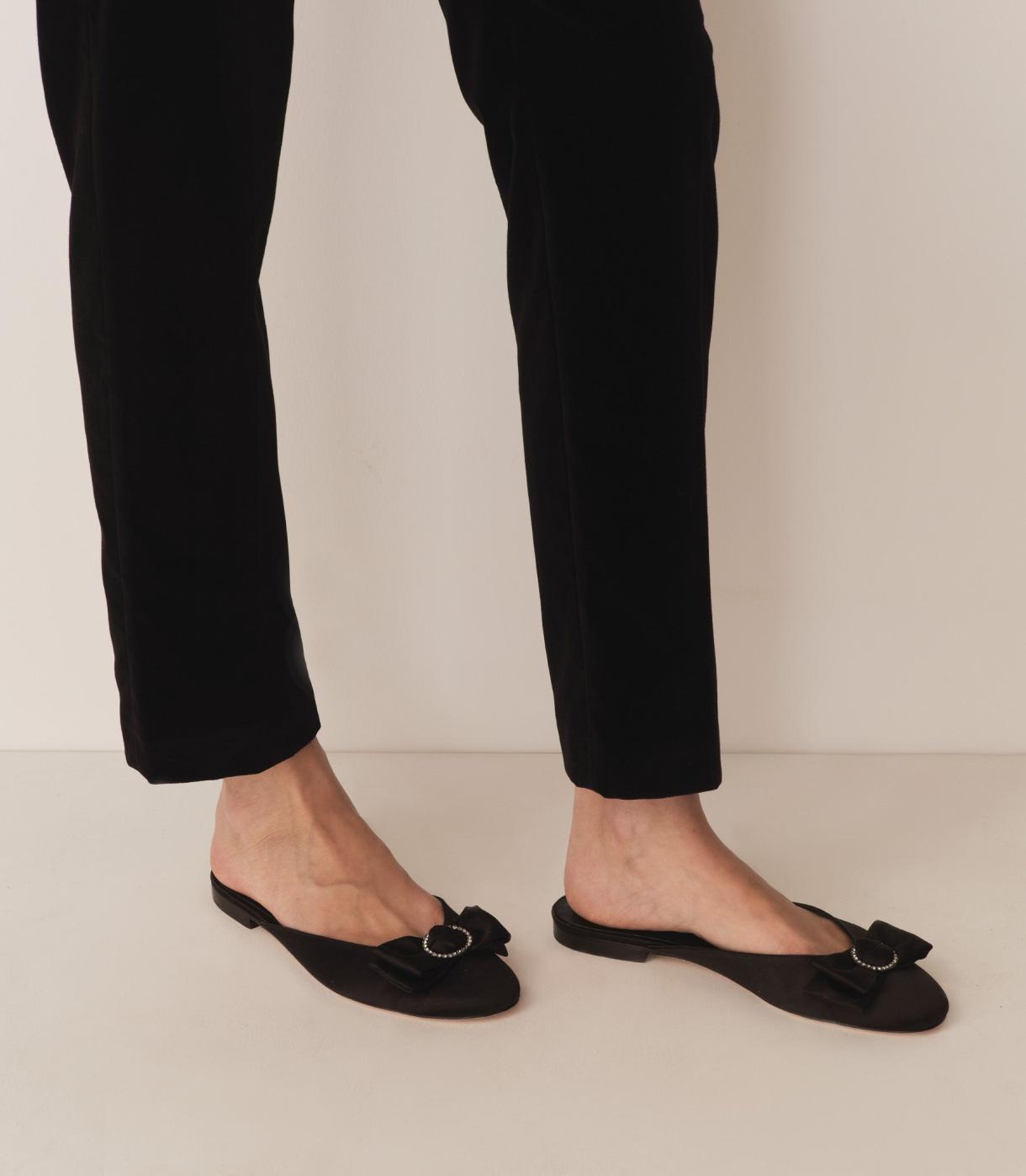 DÔEN Shoes | Tilly Mule Black Satin - Women