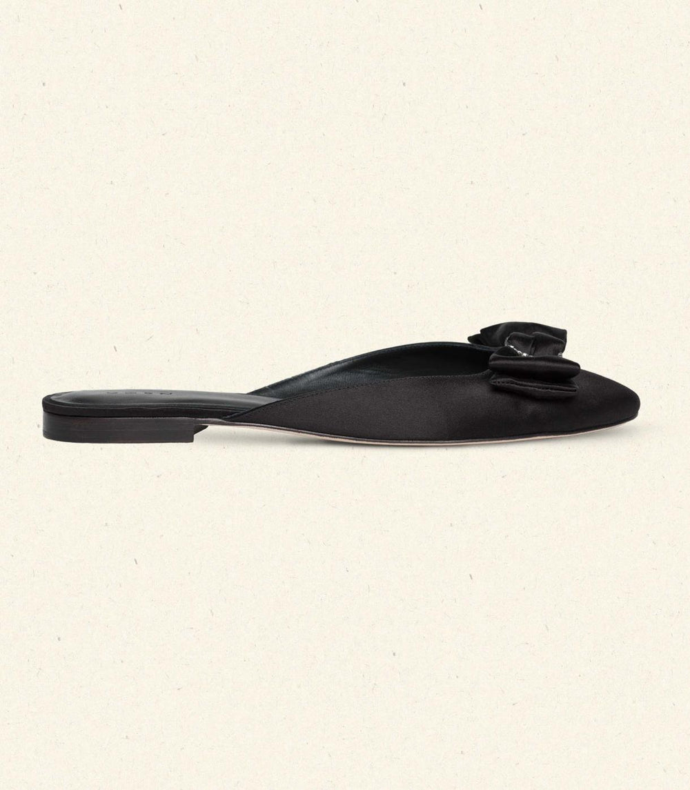 DÔEN Shoes | Tilly Mule Black Satin - Women
