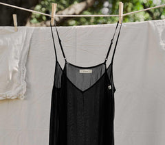DÔEN Slips | Long Deep V-Neck Slip Black - Women