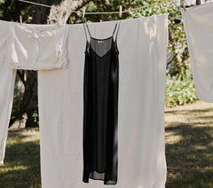 DÔEN Slips | Long Deep V-Neck Slip Black - Women