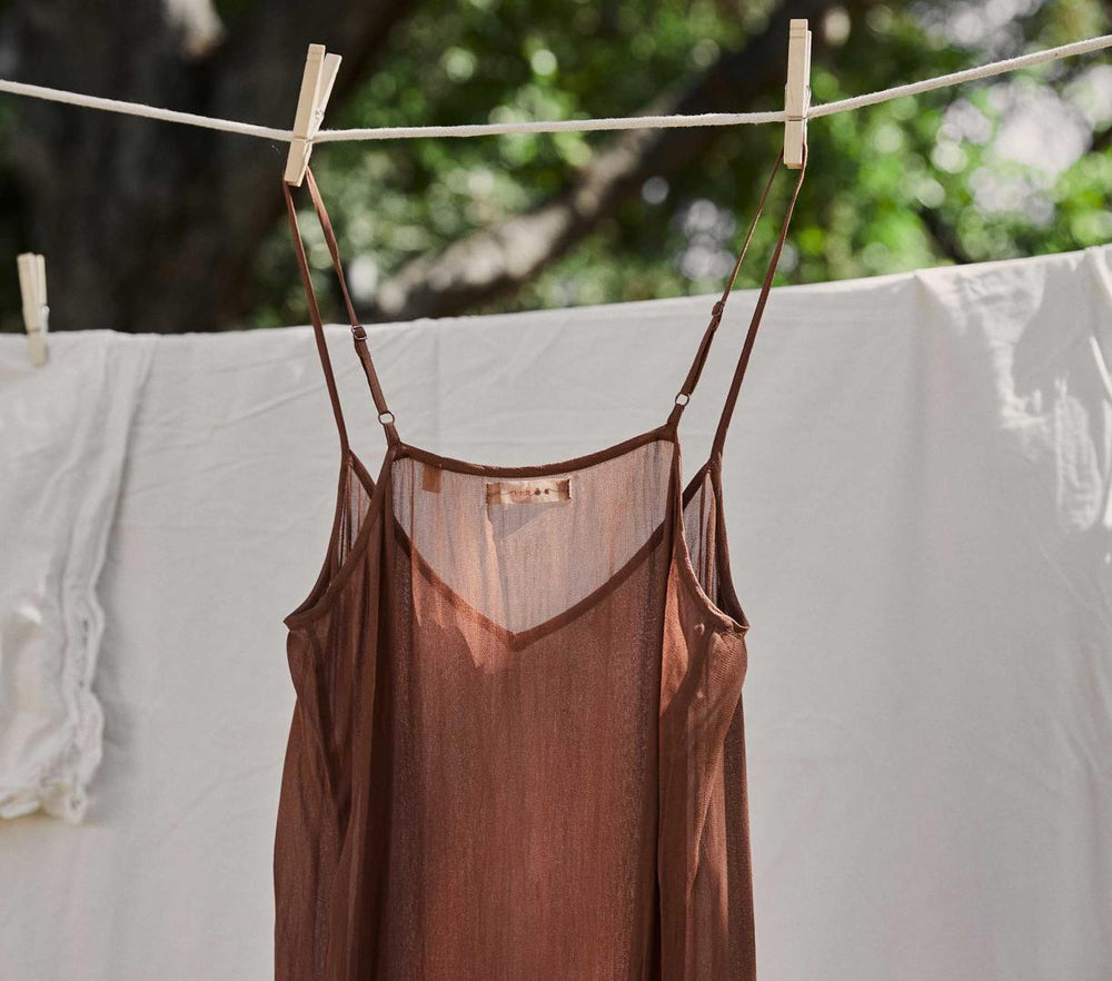 DÔEN Slips | Long Deep V-Neck Slip Carob - Women