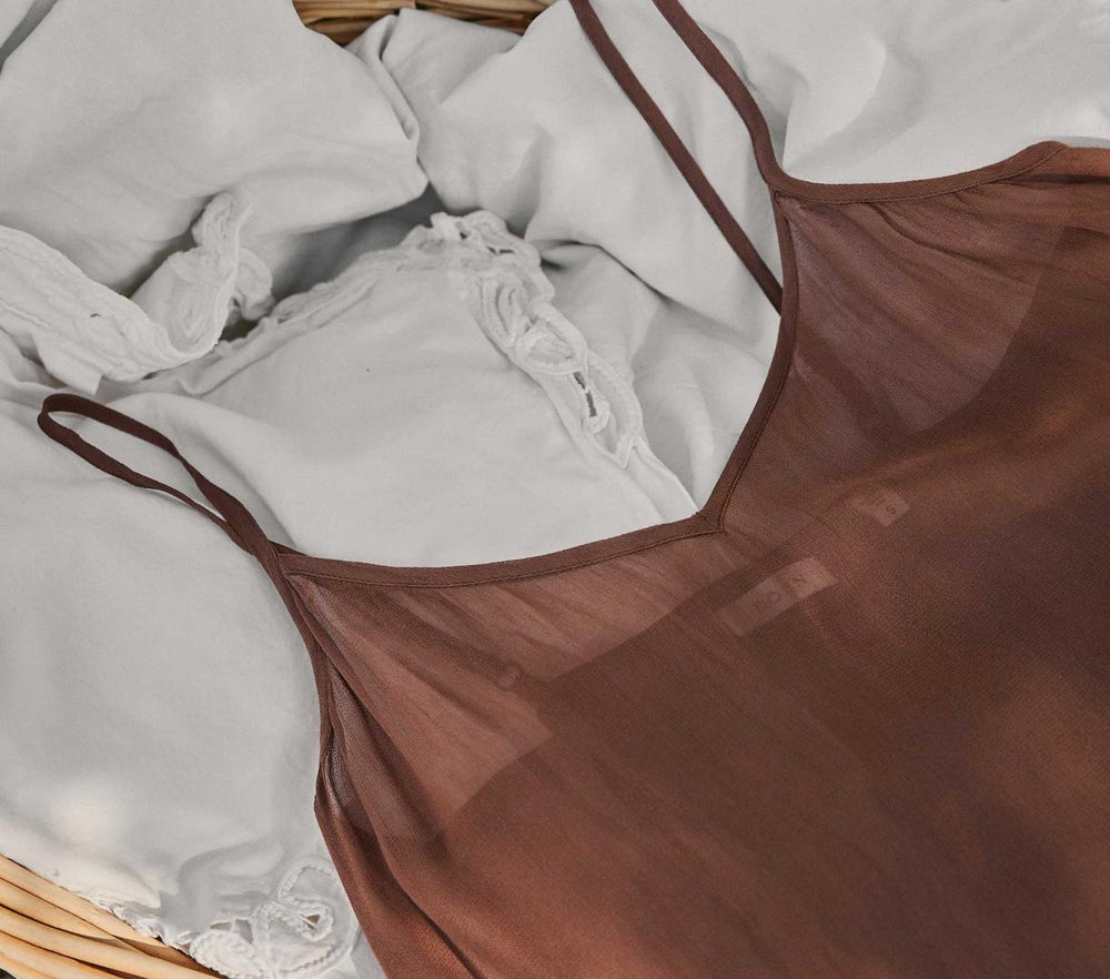 DÔEN Slips | Long Deep V-Neck Slip Carob - Women