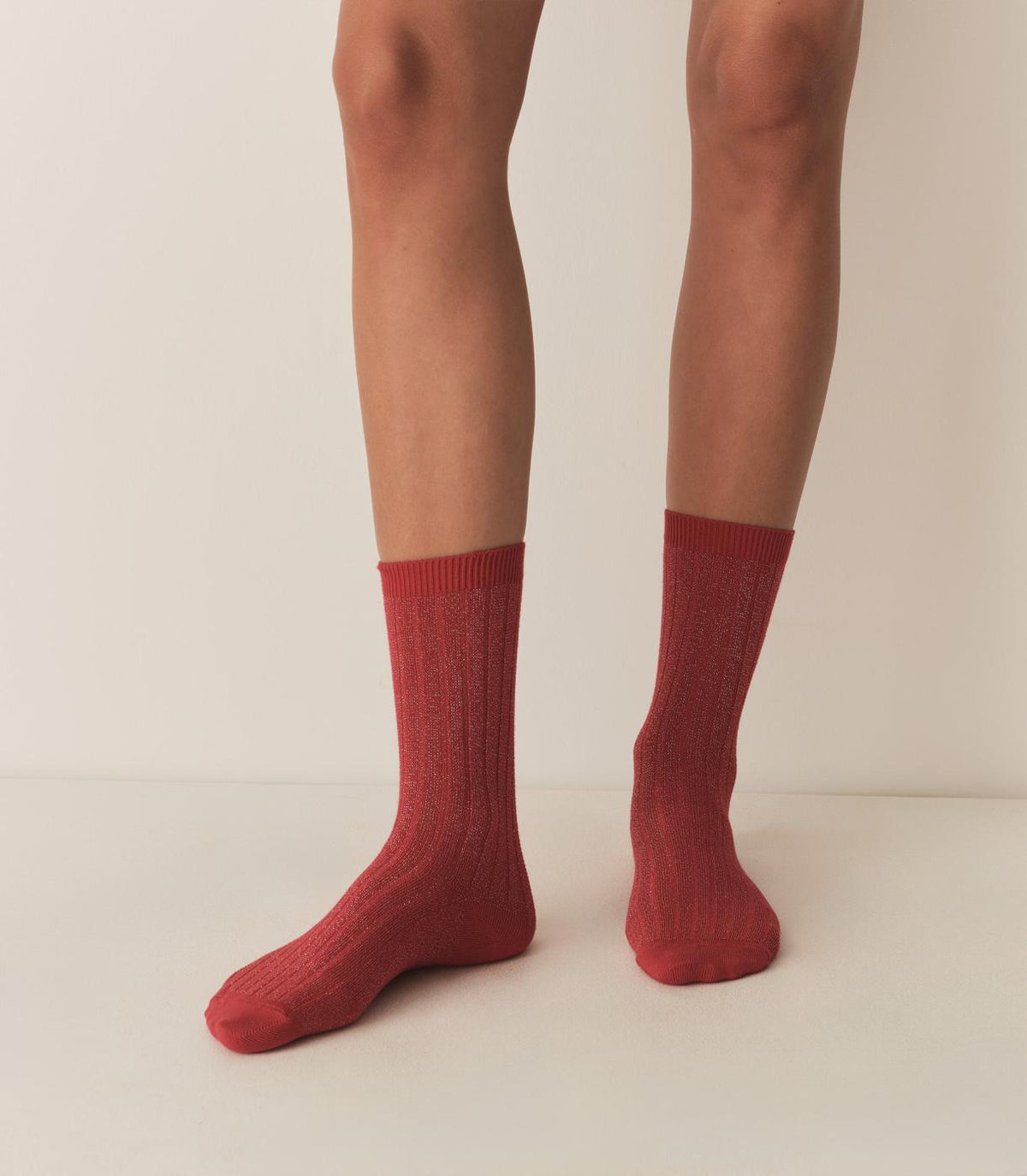 DÔEN Socks &amp; Tights | COLLÉGIEN Glitter Crew Sock Rouge Carmin - Women