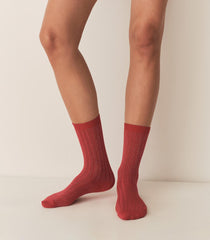 DÔEN Socks &amp; Tights | COLLÉGIEN Glitter Crew Sock Rouge Carmin - Women