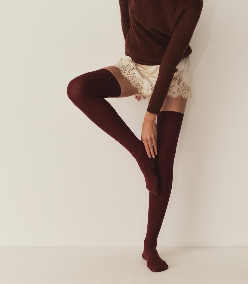 DÔEN Socks &amp; Tights | Collégien Thigh High Socks Bordeaux Grand Cru - Women
