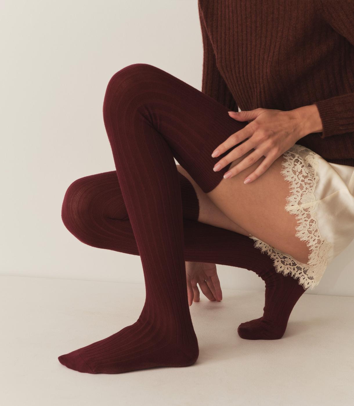 DÔEN Socks &amp; Tights | Collégien Thigh High Socks Bordeaux Grand Cru - Women