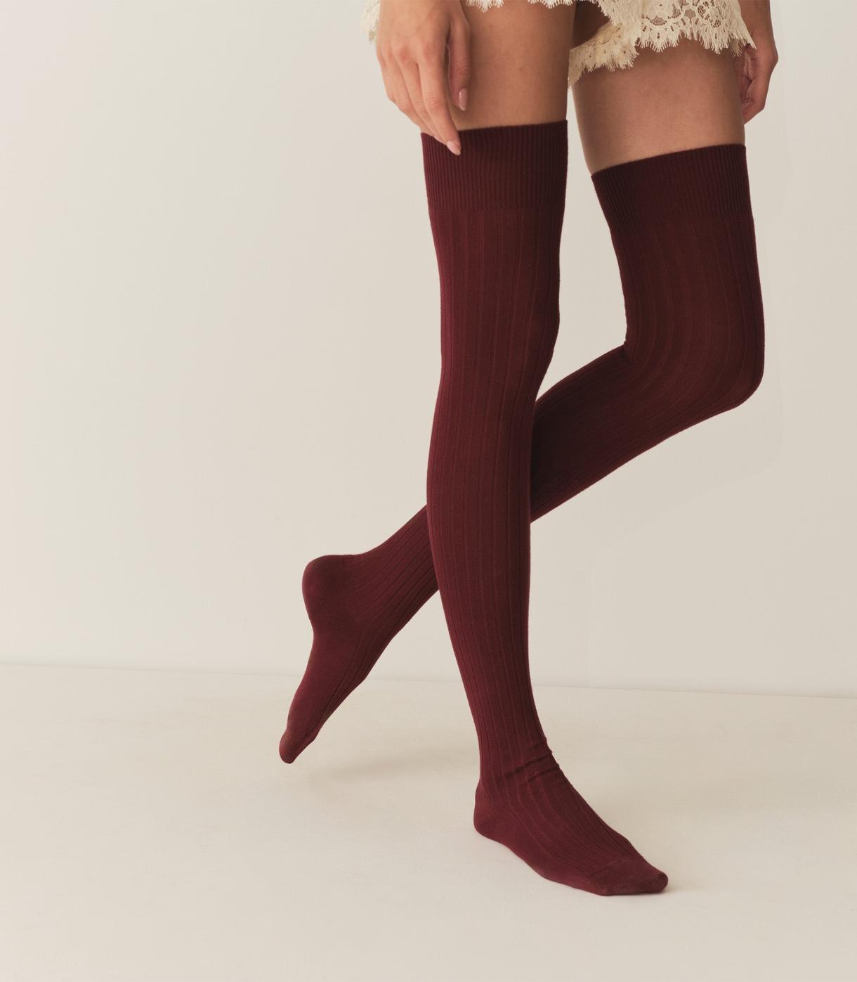 DÔEN Socks &amp; Tights | Collégien Thigh High Socks Bordeaux Grand Cru - Women