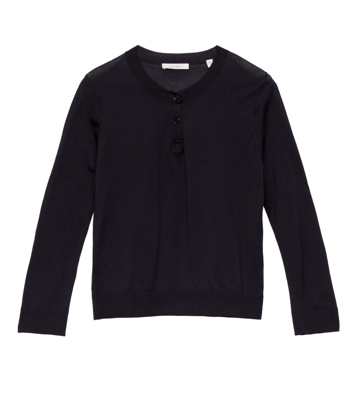 DÔEN Tees | Albany Knit Henley Deep Navy - Women