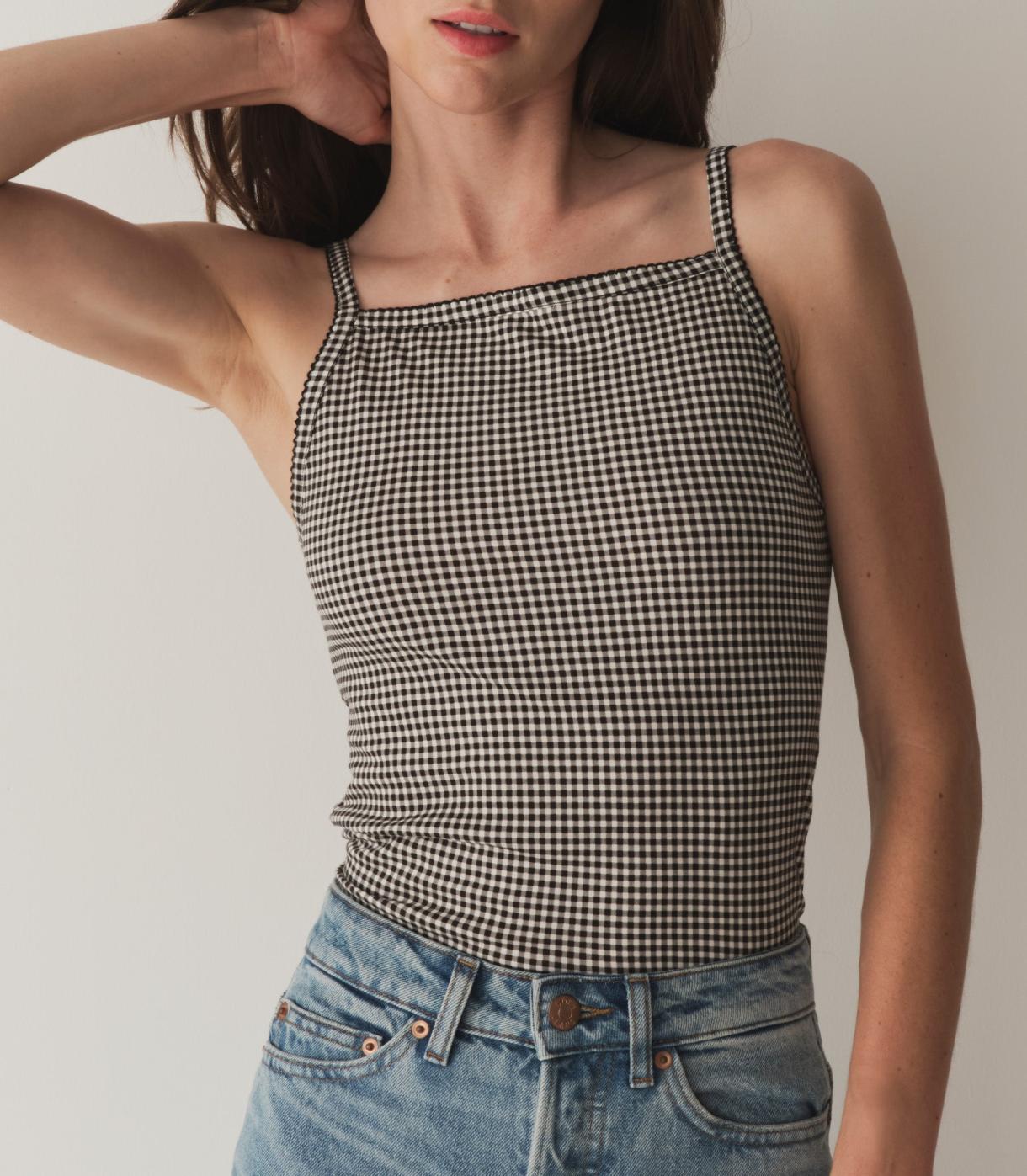 DÔEN Tees | Angie Tank Noir La Maddalena Gingham - Women