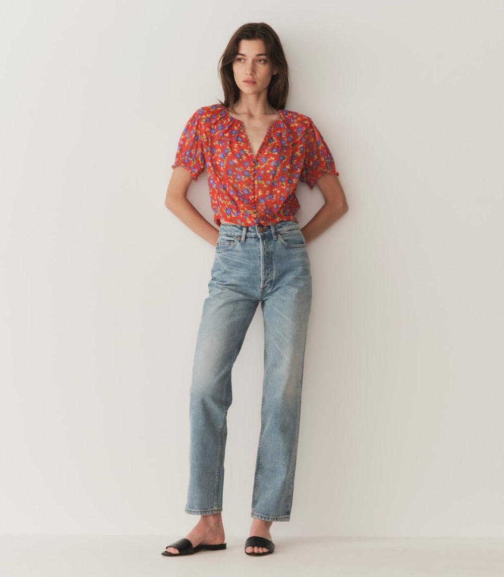 DÔEN Tops | Anaise Top Red Dayflower Meadow - Women