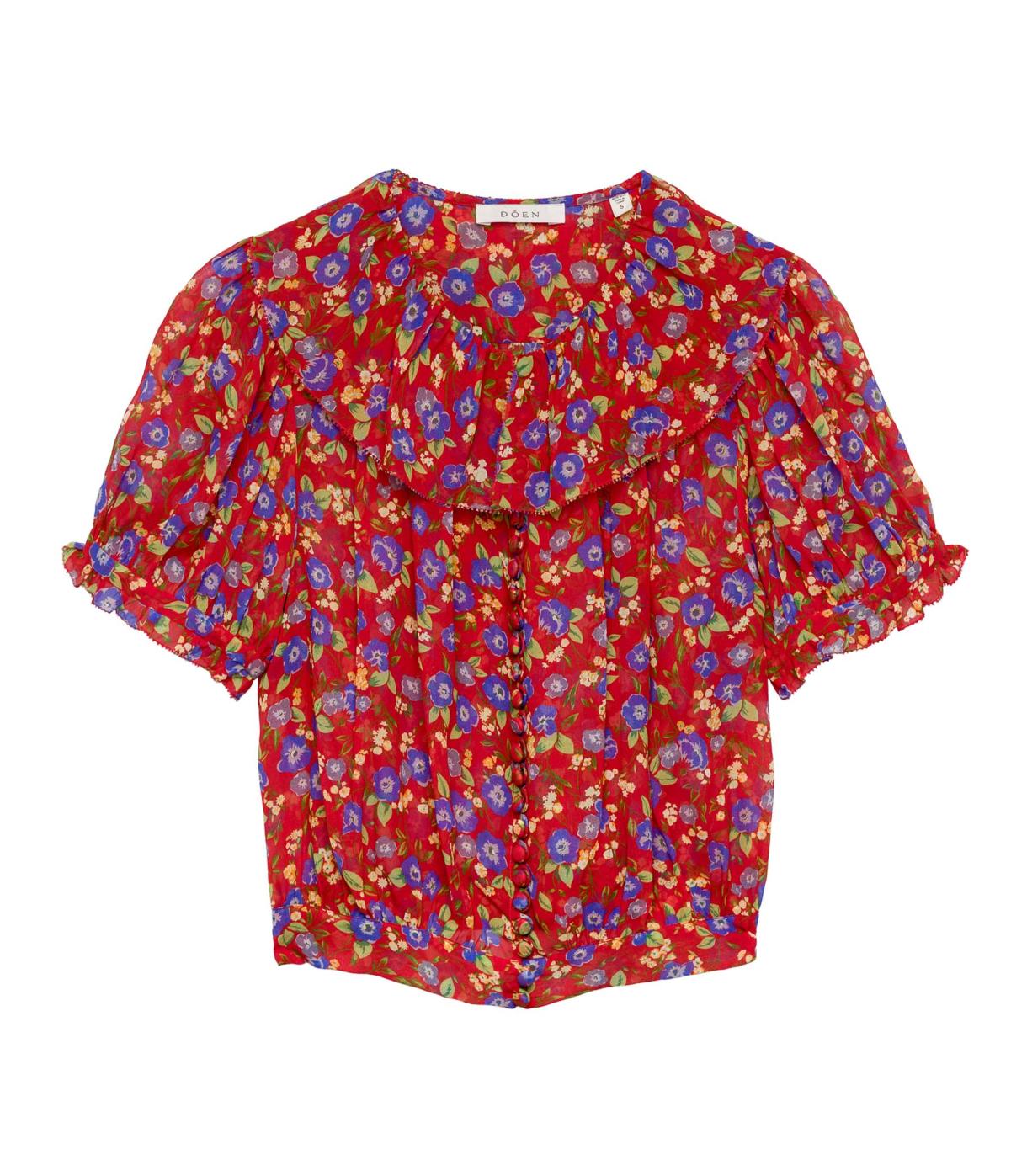 DÔEN Tops | Anaise Top Red Dayflower Meadow - Women