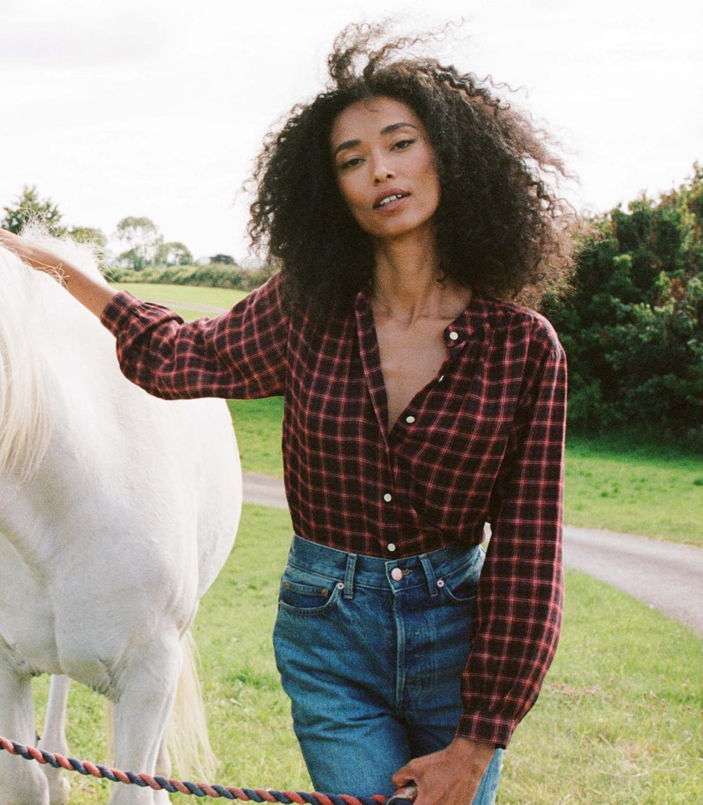 DÔEN Tops | Breena Top Rouge Countryside Plaid - Women