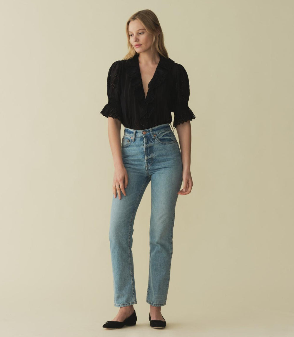DÔEN Tops | Henri Top Black Eyelet - Women