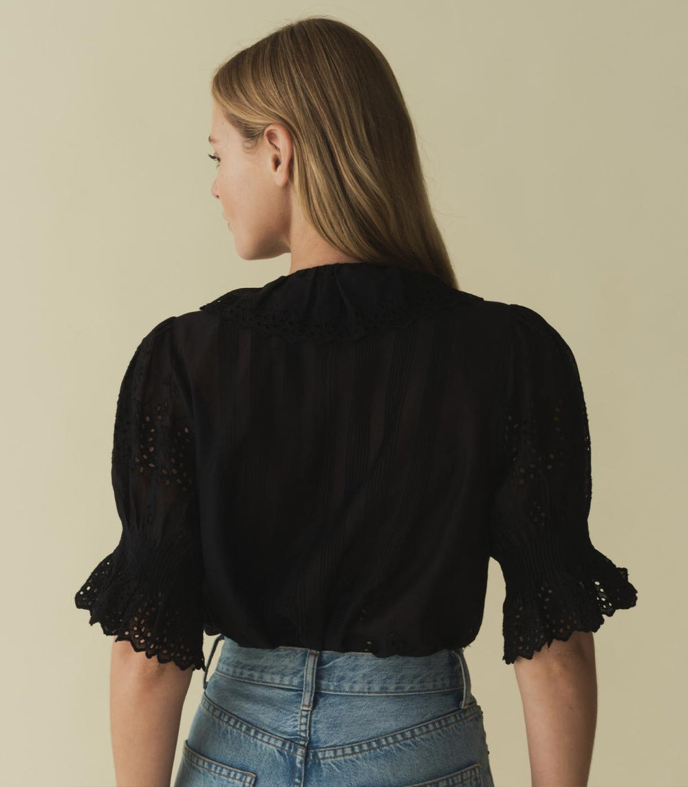 DÔEN Tops | Henri Top Black Eyelet - Women