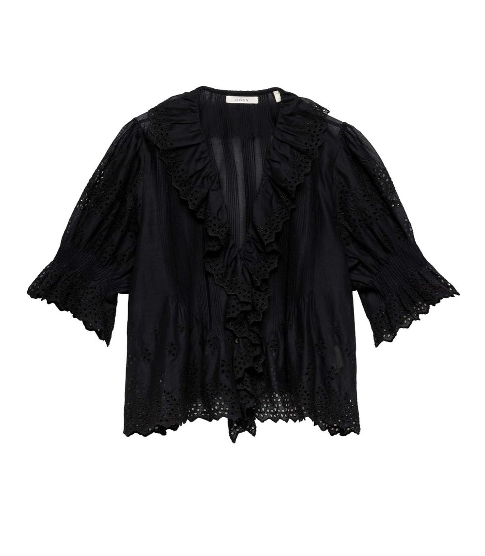 DÔEN Tops | Henri Top Black Eyelet - Women