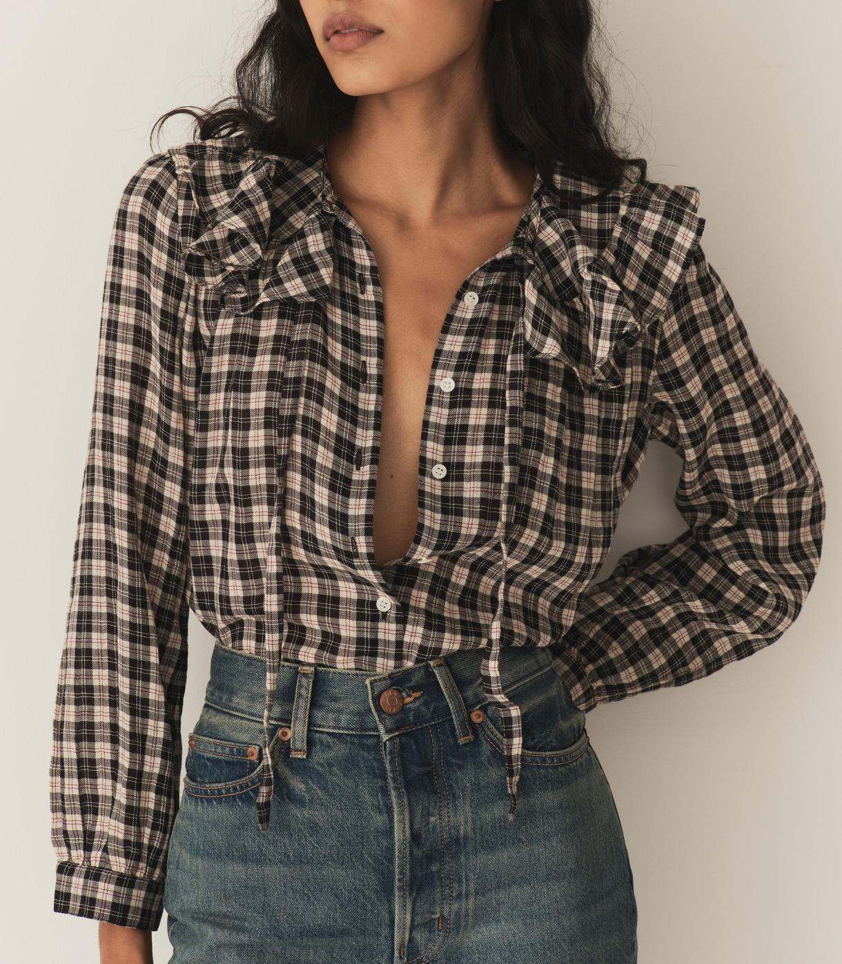 DÔEN Tops | Joelle Top Navy Countryside Plaid - Women