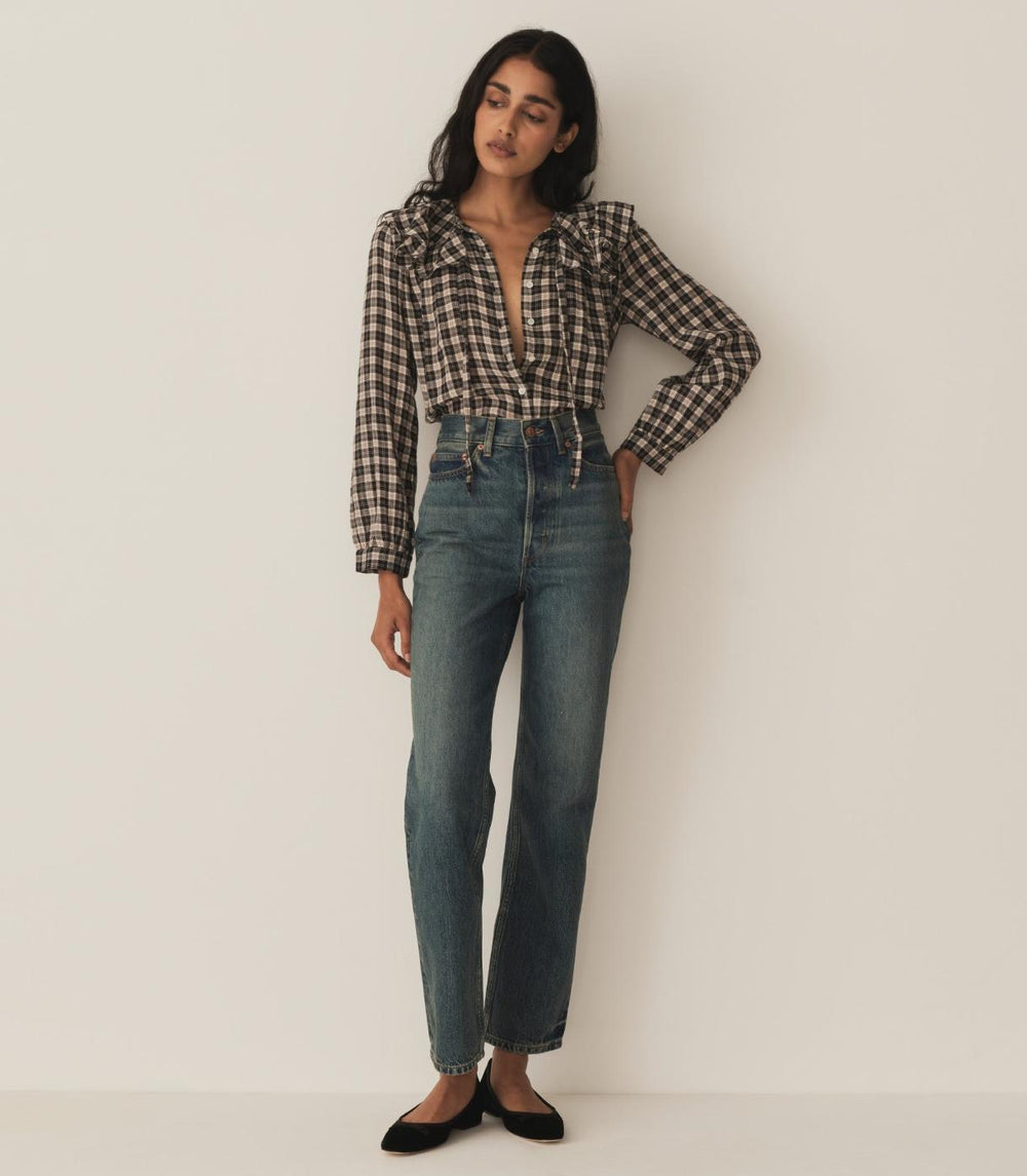 DÔEN Tops | Joelle Top Navy Countryside Plaid - Women