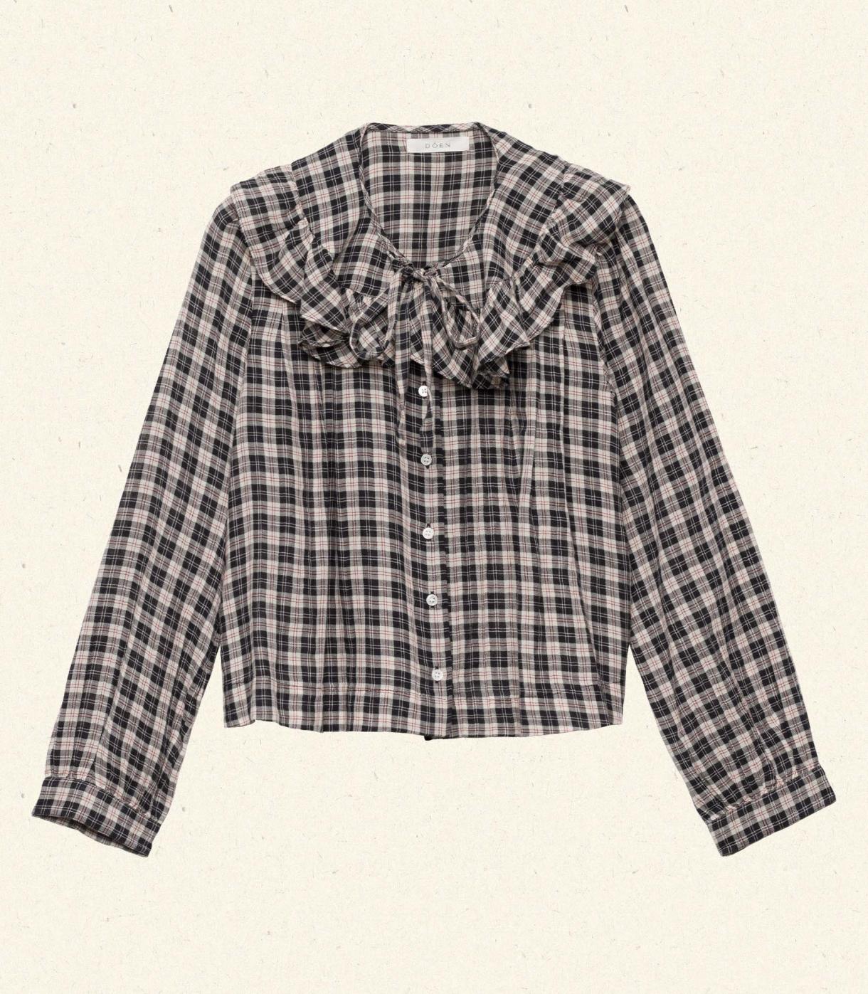 DÔEN Tops | Joelle Top Navy Countryside Plaid - Women