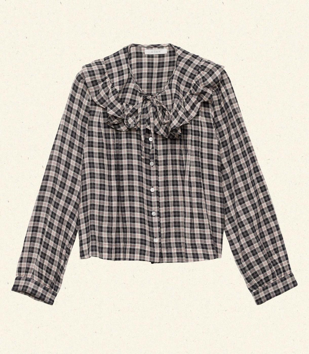 DÔEN Tops | Joelle Top Navy Countryside Plaid - Women