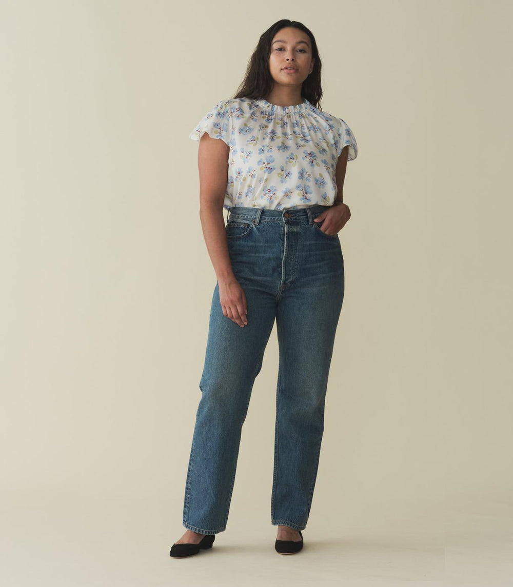 DÔEN Tops | Yvie Top Bleu Frolicking Floral - Women