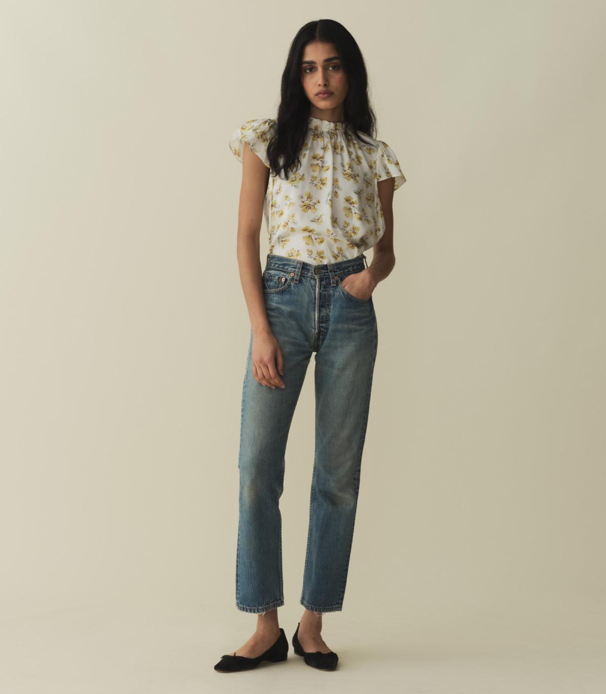 DÔEN Tops | Yvie Top Gold Frolicking Floral - Women